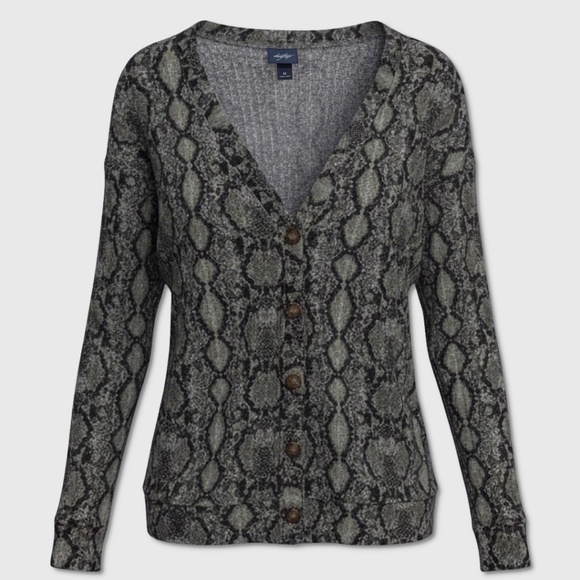 Daytrip Sweaters - Daytrip Long Sleeve Button Sweater - Womens‎ Medium Black / Multi - #48833-F9